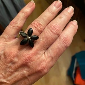 Sterling silver and onyx ring